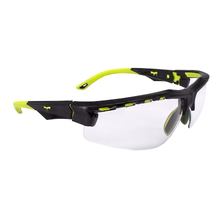 Radians Thraxus Elite, Safety Glasses, Anti-Scratch, Clear Lens, Hi-Vis Frame, Half-Frame, 1 PR TXE8-10ID
